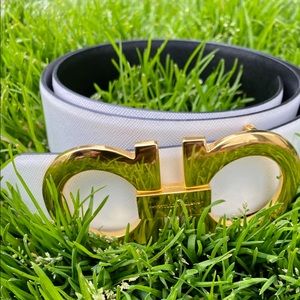 White/Black Salvadore Ferragamo Belt